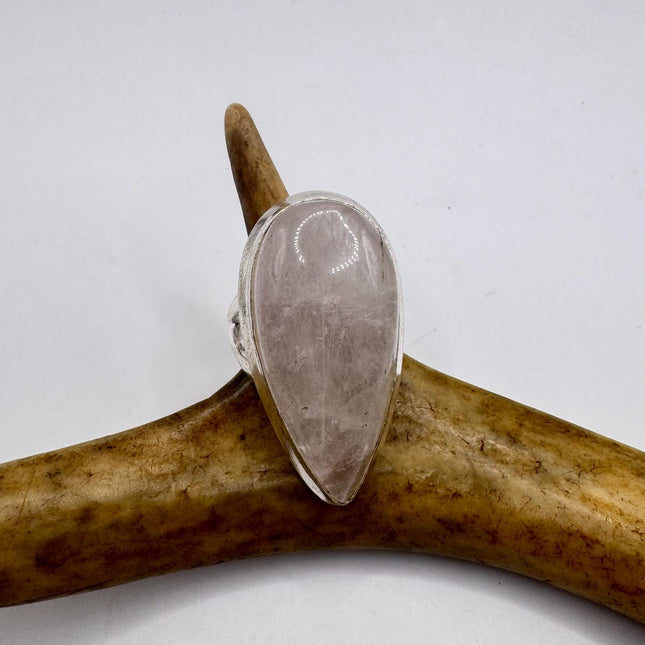 Vintage Silver Bronze Boho Ring | Rose Quartz | Unique Gift Statement Ring