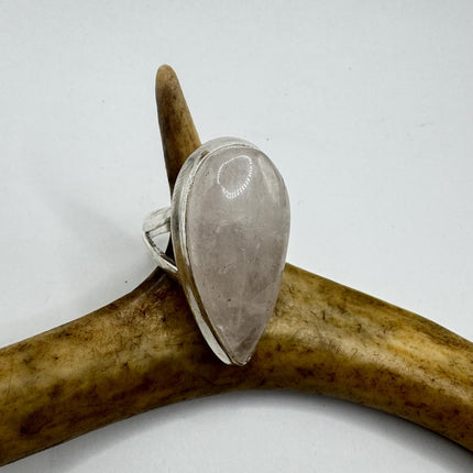 Vintage Silver Bronze Boho Ring | Rose Quartz | Unique Gift Statement Ring