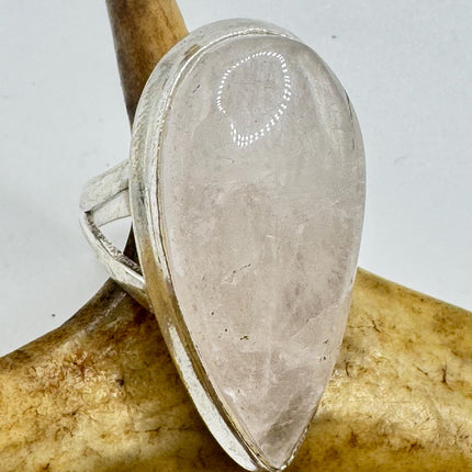 Vintage Silver Bronze Boho Ring | Rose Quartz | Unique Gift Statement Ring