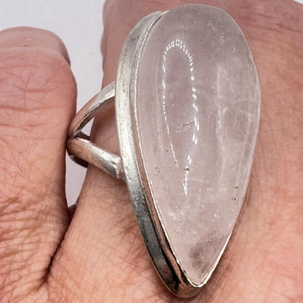 Vintage Silver Bronze Boho Ring | Rose Quartz | Unique Gift Statement Ring