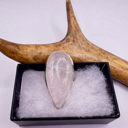 Vintage Silver Bronze Boho Ring | Rose Quartz | Unique Gift Statement Ring