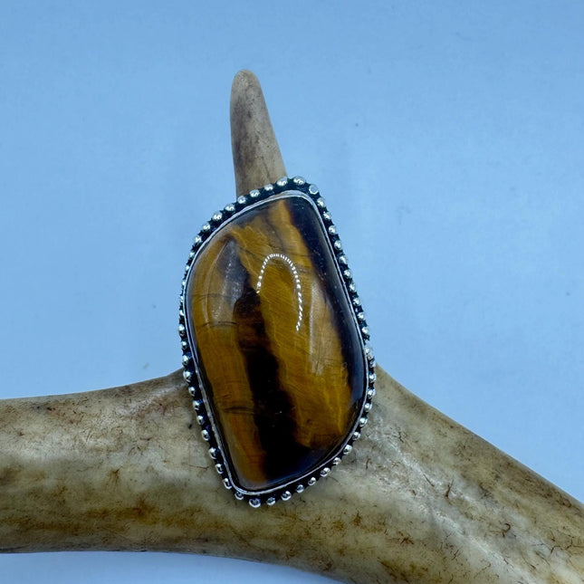 Vintage Chunky Tigers Eye Cocktail Ring - Statement Band