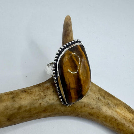 Vintage Chunky Tigers Eye Cocktail Ring - Statement Band