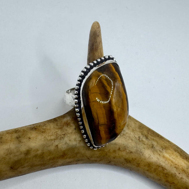 Vintage Chunky Tigers Eye Cocktail Ring - Statement Band