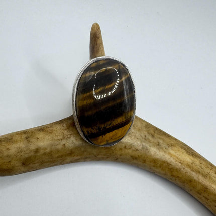 Vintage Chunky Tigers Eye Cocktail Ring - Statement Band