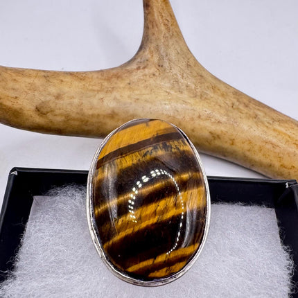 Vintage Chunky Tigers Eye Cocktail Ring - Statement Band