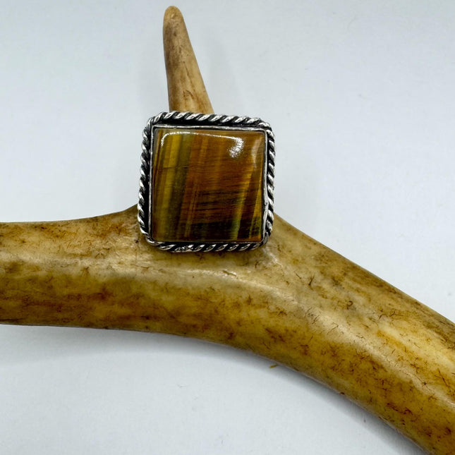 Vintage Chunky Tigers Eye Cocktail Ring - Statement Band