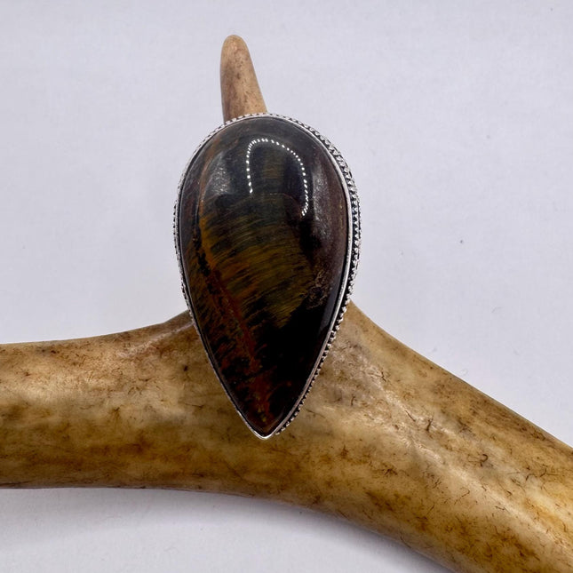 Vintage Chunky Tigers Eye Cocktail Ring - Statement Band
