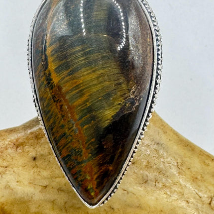 Vintage Chunky Tigers Eye Cocktail Ring - Statement Band