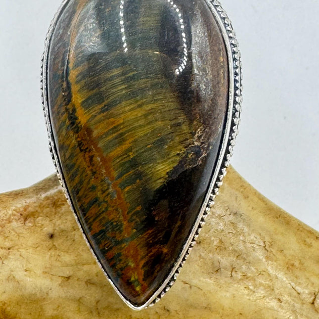 Vintage Chunky Tigers Eye Cocktail Ring - Statement Band
