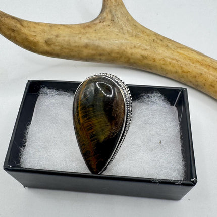 Vintage Chunky Tigers Eye Cocktail Ring - Statement Band