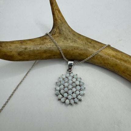 Vintage tiny white fire opal star on a 925 sterling silver chain minimalist necklace