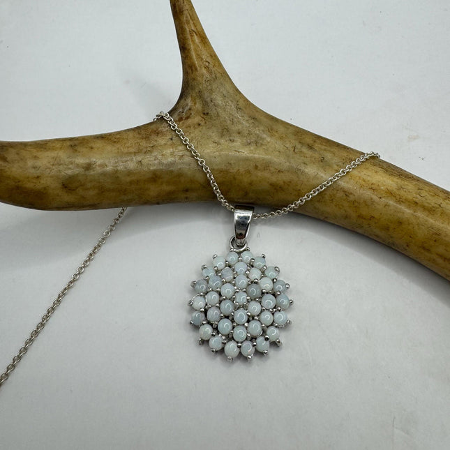Vintage tiny white fire opal star on a 925 sterling silver chain minimalist necklace