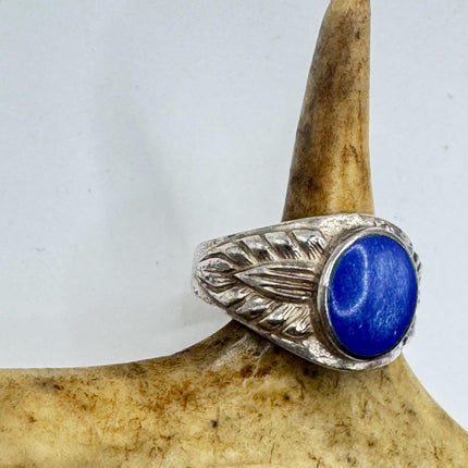 Vintage Blue Lapis Lazuli Crystal Cocktail Ring 925 Sterling Silver, Antique Style Design | Elijah Collection