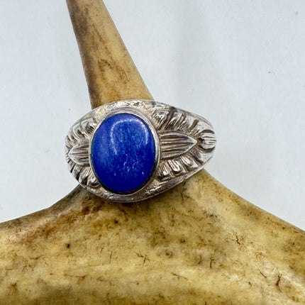 Vintage Blue Lapis Lazuli Crystal Cocktail Ring 925 Sterling Silver, Antique Style Design | Elijah Collection