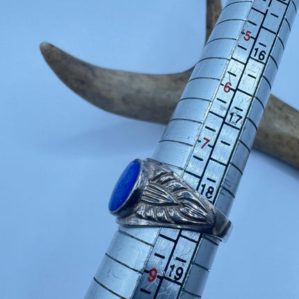 Vintage Blue Lapis Lazuli Crystal Cocktail Ring 925 Sterling Silver, Antique Style Design | Elijah Collection