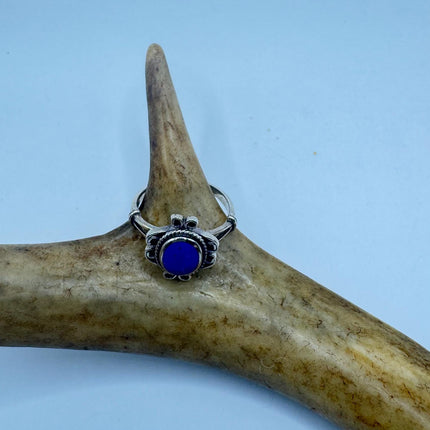 Vintage Blue Lapis Lazuli Crystal Cocktail Ring 925 Sterling Silver, Antique Style Design | Elijah Collection