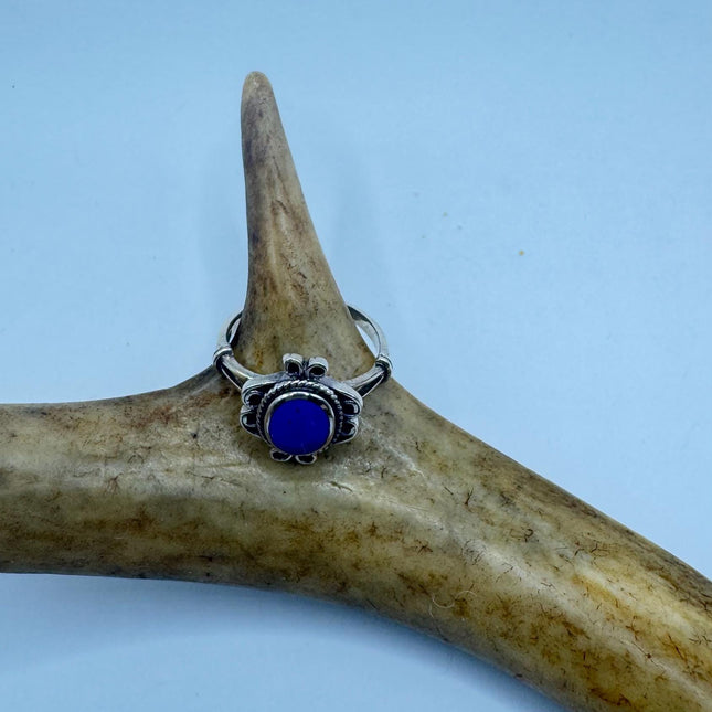 Vintage Blue Lapis Lazuli Crystal Cocktail Ring 925 Sterling Silver, Antique Style Design | Elijah Collection