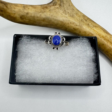 Vintage Blue Lapis Lazuli Crystal Cocktail Ring 925 Sterling Silver, Antique Style Design | Elijah Collection
