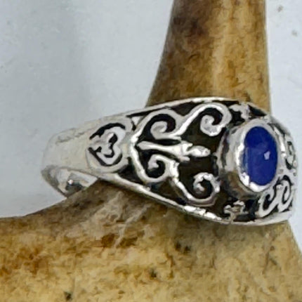 Vintage Blue Lapis Lazuli Crystal Cocktail Ring 925 Sterling Silver, Antique Style Design | Elijah Collection