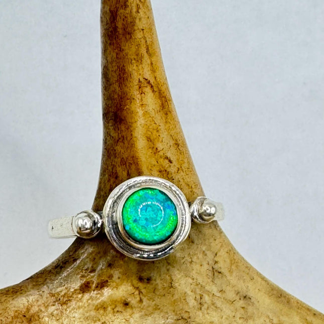 Vintage Silver Ring | White Fire Opal Gemstone Crystal Birthstone Cocktail Ring | 925 Sterling Silver Band Statement Ring