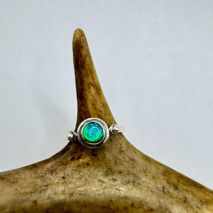 Vintage Silver Ring | White Fire Opal Gemstone Crystal Birthstone Cocktail Ring | 925 Sterling Silver Band Statement Ring