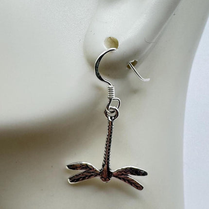 Vintage Dragonfly dangle Earrings 925 Sterling Silver