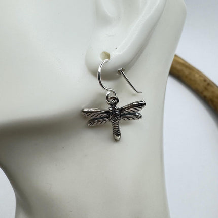 Vintage Dragonfly dangle Earrings 925 Sterling Silver