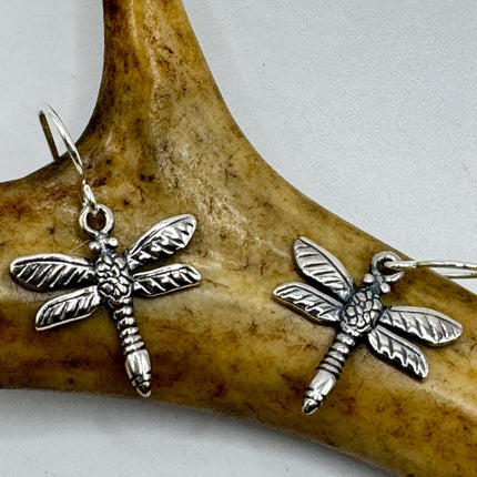 Vintage Dragonfly dangle Earrings 925 Sterling Silver