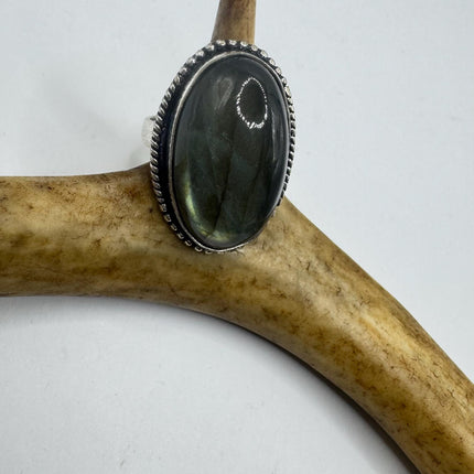 Vintage Chunky Rainbow Labradorite Cocktail Ring - Statement Band