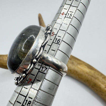 Vintage Chunky Rainbow Labradorite Cocktail Ring - Statement Band