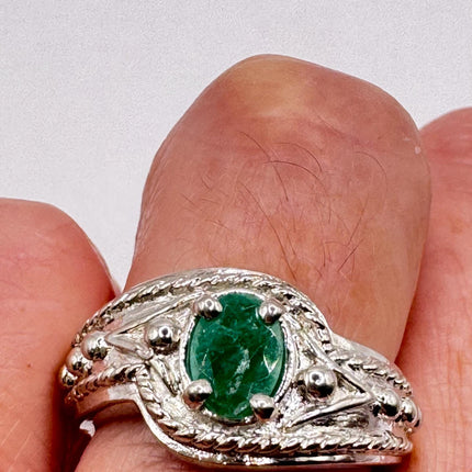 Vintage Emerald Silver Ring