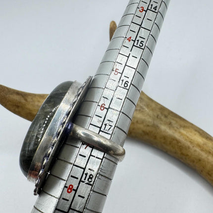 Vintage Chunky Rainbow Labradorite Cocktail Ring - Statement Band