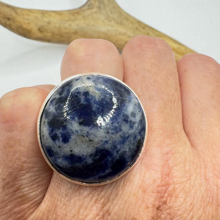 Vintage Boho Blue lapis lazuli Ring Band chunky cocktail ring