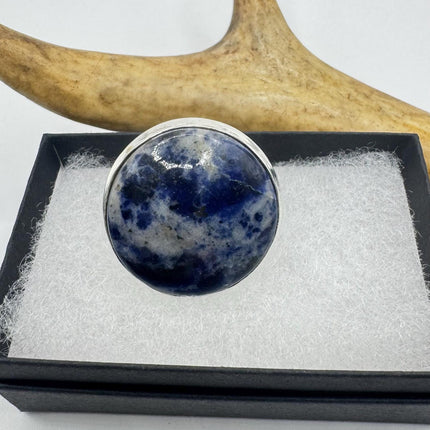 Vintage Boho Blue lapis lazuli Ring Band chunky cocktail ring
