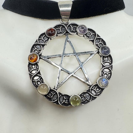 Vintage Chakra Stone Pentagram Star
