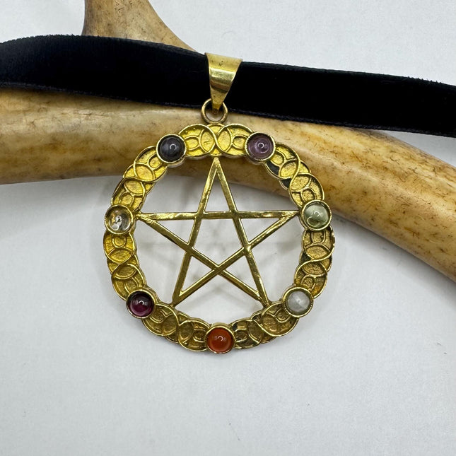 Vintage Chakra Stone Pentagram Star