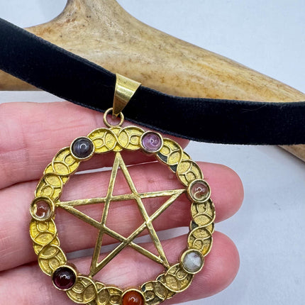 Vintage Chakra Stone Pentagram Star