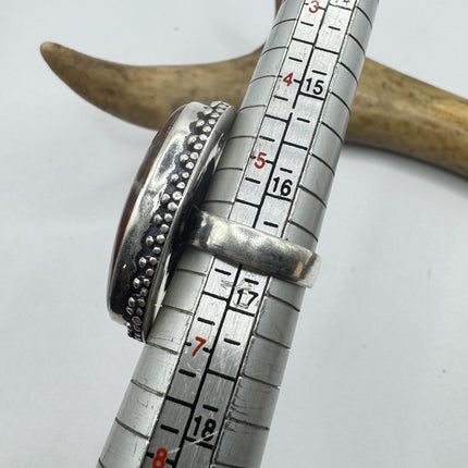 Vintage Silver Bronze Boho Ring | Red Jasper Unique Gift Statement Ring