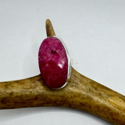 Vintage Silver Bronze Boho Ring | Raw Pink Ruby | Unique Gift Statement Ring