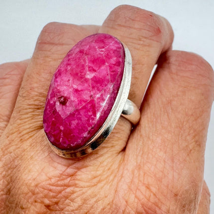Vintage Silver Bronze Boho Ring | Raw Pink Ruby | Unique Gift Statement Ring