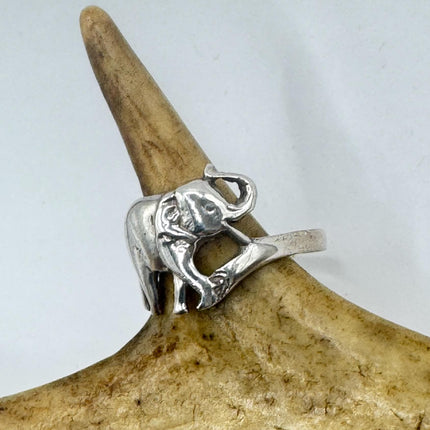 Vintage Elephant Silver Boho Cocktail Ring 925 Sterling Antique Wedding Engagement Band | Elijah collection