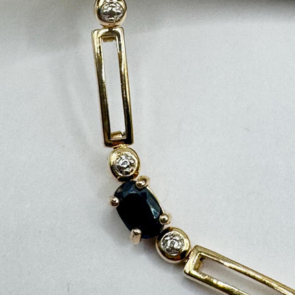Vintage Black Onyx Gold Tennis Bracelet | Diamond Chip Infinity Heart | Golden 925 Sterling Silver Dainty Wedding Prom Jewelry