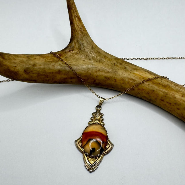 Vintage Red Carnelian Agate Gold Filled Necklace - Lucky Everyday Minimal