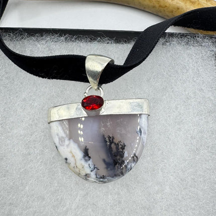 Vintage Silver Choker Necklace |Fossil lace agate Gemstone Set in Silver