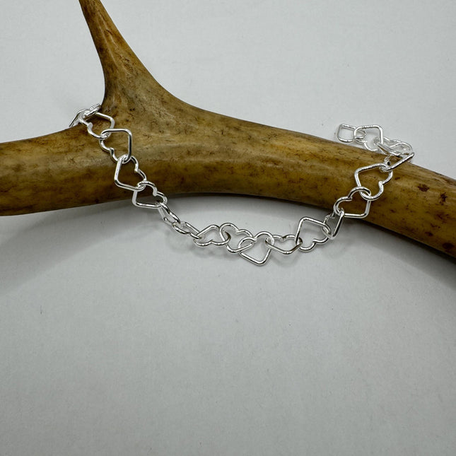 vintage heart charm bracelet Open link Hearts | 925 Sterling Silver Dainty Stackable Tennis Bracelet