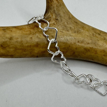 vintage heart charm bracelet Open link Hearts | 925 Sterling Silver Dainty Stackable Tennis Bracelet