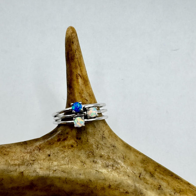 Vintage Fire Opal Tiny Stacking Promise Ring - 925 Sterling Silver Band Minimalist Jewelry for Prom Wedding or Everyday Ring