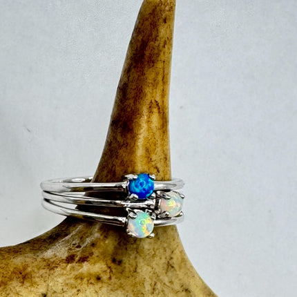 Vintage Fire Opal Tiny Stacking Promise Ring - 925 Sterling Silver Band Minimalist Jewelry for Prom Wedding or Everyday Ring