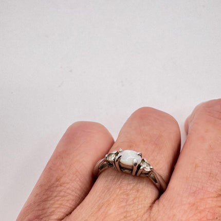 Vintage Fire Opal Tiny Stacking Promise Ring - 925 Sterling Silver Band Minimalist Jewelry for Prom Wedding or Everyday Ring